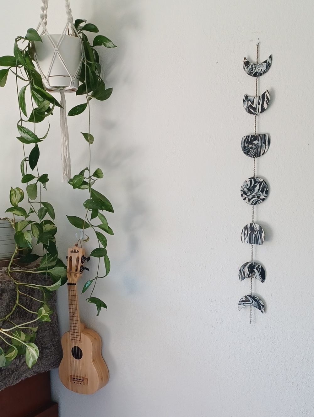 Clay Marble-Pattern Moon Phase Hanging